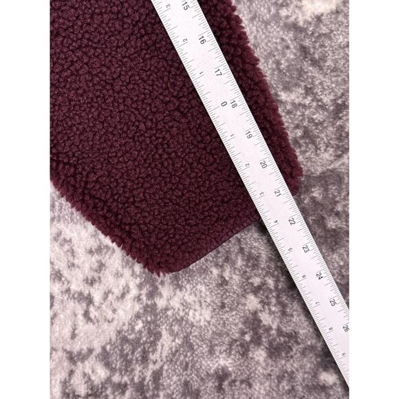 Athleta Jacket 1X Womens Cozy Sherpa Snap Pullover Wine Red Fleece Plus Size - Picture 5 of 9